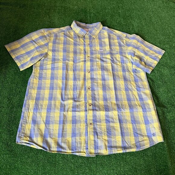 Columbia Shirt Size XL Blue Yellow Plaid Button Up Relaxed Fit Outdoor Hiking - Picture 1 of 16